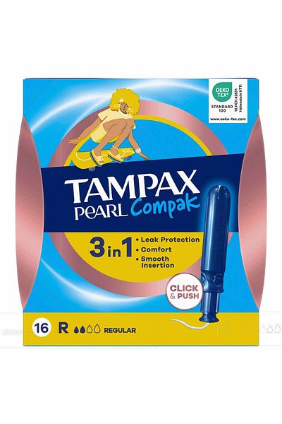 TAMPAX Pearl Compak Buffer Normal 16 Pcs