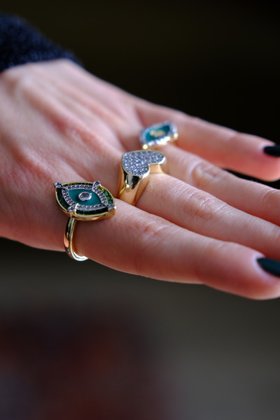 mysteriajewelry Göz Detaylı Vintage Ayarlanabilir Çelik Yüzük