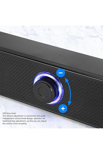 COOYA USB Desktop Soundbar HiFi Volume Knob Mini Speaker,for PC Laptop Tablet,3.5mm AUX Input