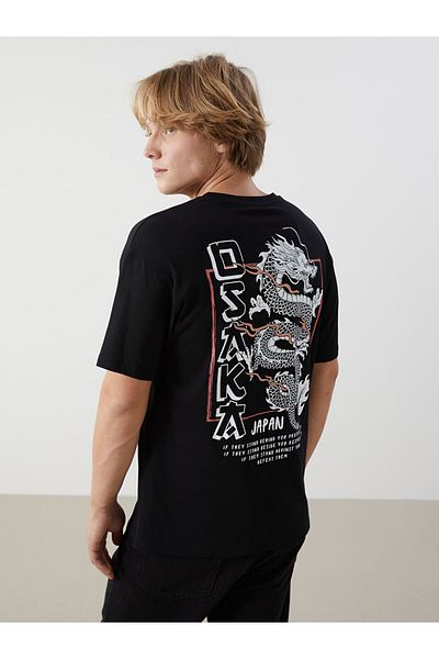LC Waikiki Νέα σεζόν Crew Neck κοντομάνικο εμπριμέ χτενισμένο βαμβακερό ανδρικό μπλουζάκι - S5HP39Z8