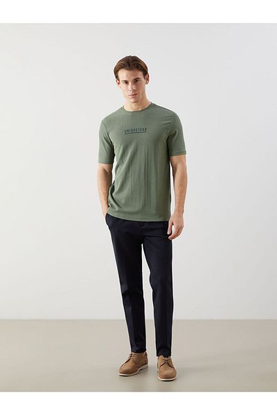 LC Waikiki Matte Green Crew Neck Short Sleeve Printed Men's T-Shirt