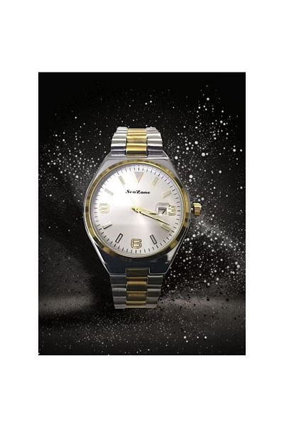 Seazone Men's Stainless Steel Analog Quartz Date Display Watch Easy to Read Fashion Design