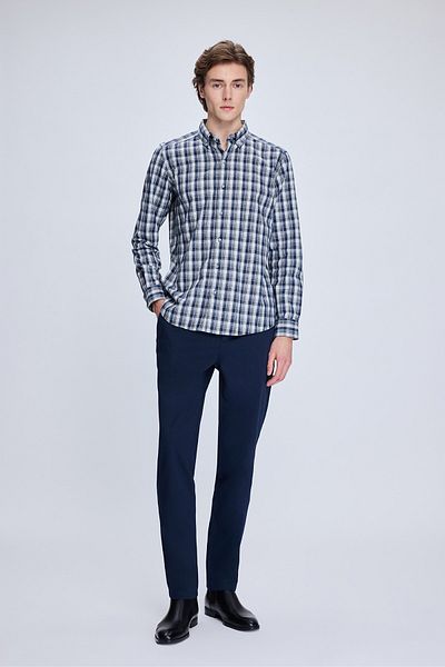 Hatemoğlu Παντελόνι Jogger Casual με μοτίβο Navy Blue Dynamic Fit με πλαϊνές τσέπες