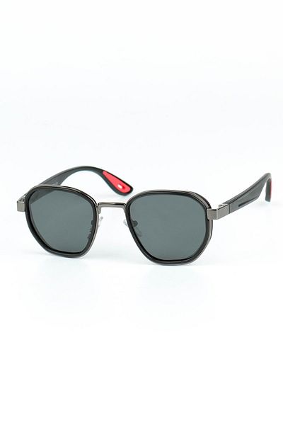 Di Caprio Unisex Matte Black Polarized Protected Geometric Model Sunglasses