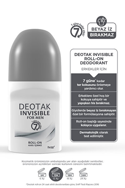 Deotak Invisible Erkek 7 Güne Kadar Etkili Roll-on Deodorant 35 ml x 4 adet