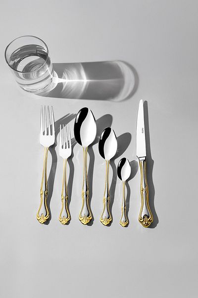 Nehir Lalezar Gold Satin - 36 Piece Spoon knife Set for 6 People