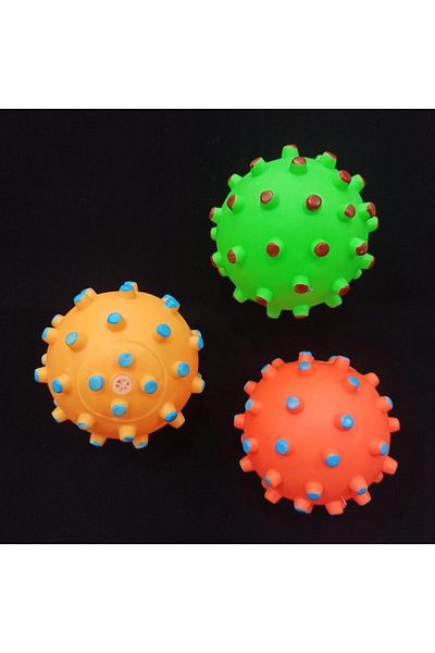 jetfast 2 Pieces 8 cm Cat Dog Toy Biting Ball Sound Colorful Toy