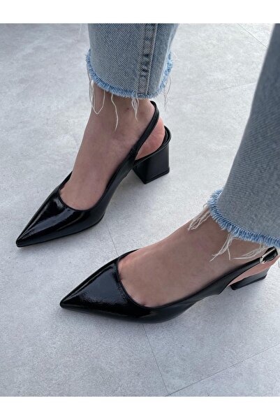 Rose Black Spring Thick Heel Shoes