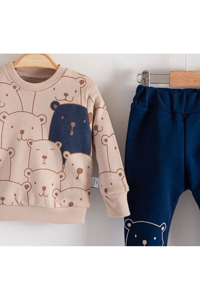 TRENDİMİZBİR Hello Bears Printed Baby Girl Unisex 2 Rope Set