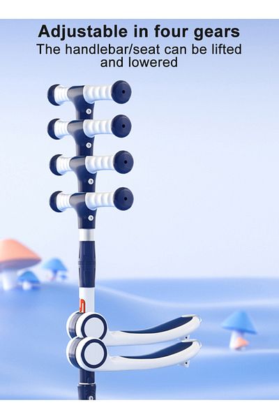 Ma Baby 3 in 1 Kick Scooter for Kids with Light Flashing Wheel, Adjustable Height, for Boys and Girls