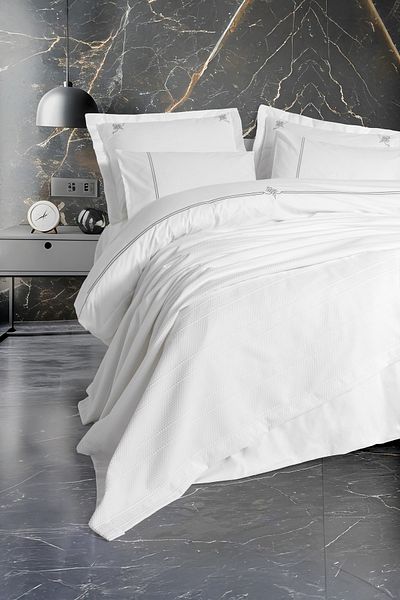 Cotton Box طقم غطاء لحاف بيكيه مزدوج باللون الأبيض من Güher