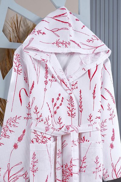 Zeynep Tekstil 100% Cotton Women's Bathrobe Print Patterned Pique Bathrobe