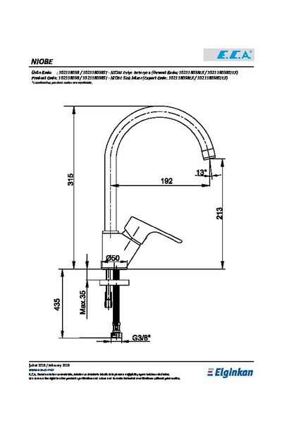 Eca Niobe Mix Sink Kitchen Faucet