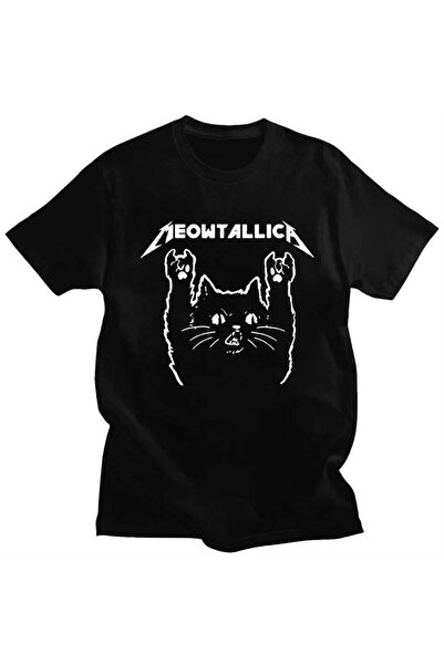 Köstebek Tricou negru cu mânecă scurtă Meowtallica (unisex).