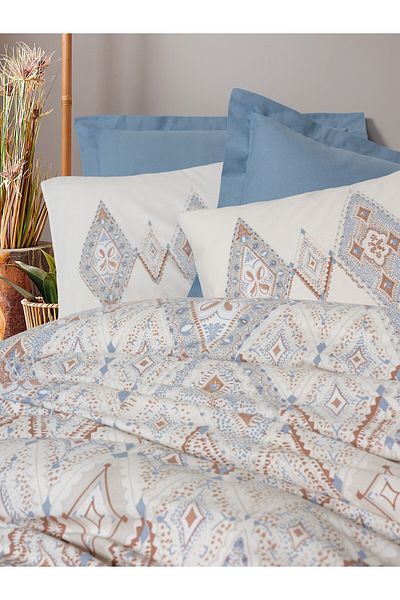 Cotton Box Σετ Παπλωματοθήκη Bohemian Διπλό Zanora Indigo