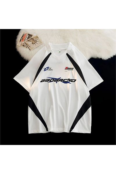 Köstebek Μπλουζάκι Pexrozna Unisex - Λευκό γιακά και μαύρα κομμάτια