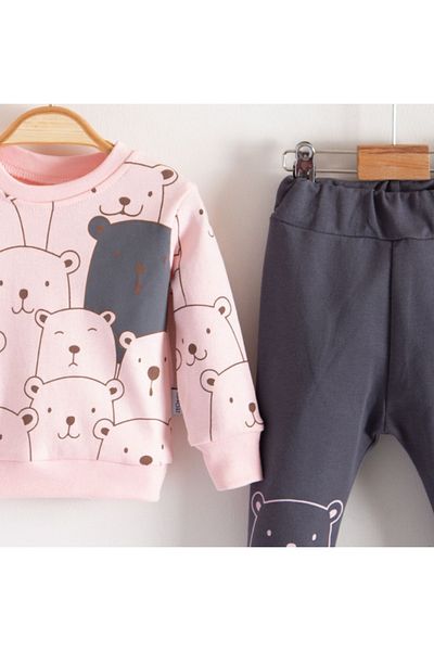 TRENDİMİZBİR Hello Bears Printed Baby Girl Unisex 2 Rope Set