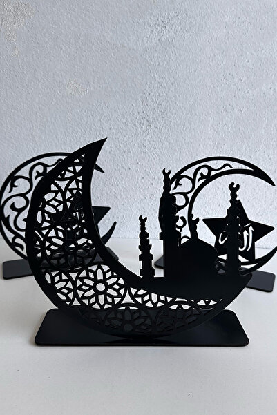 lina hobby 3'lü Dekor Tealight Mumluk Siyah Ramazan Ayına Özel