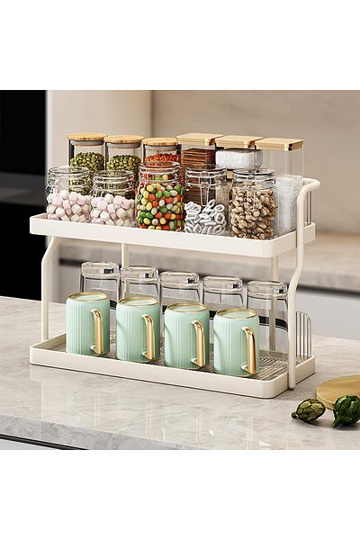 COOYA Spice Rack Organizer, 2 Tier Kitchen Countertop Organizer, Wall Mount Seasoning Organizer