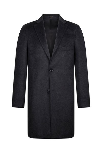 Hatemoğlu Anthracite Slim Fit Jacket Collar Woolen Cashmere Overcoat 28202024A024_003