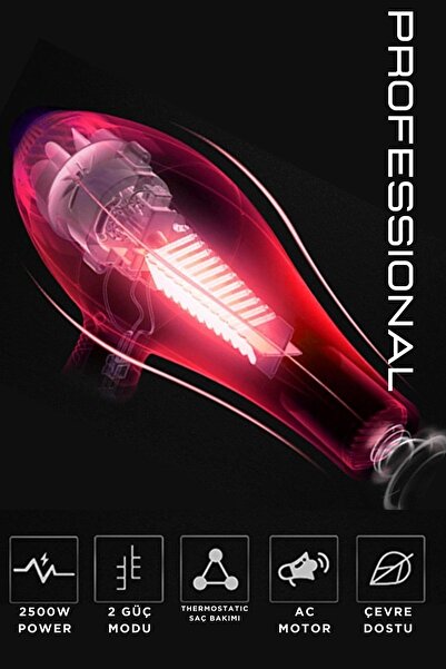 Dearling Profesyonel 4200 Saç Kurutma 2500 W Fön Makinesi Saç Düzleştirici (2 YIL GARANTİLİ)