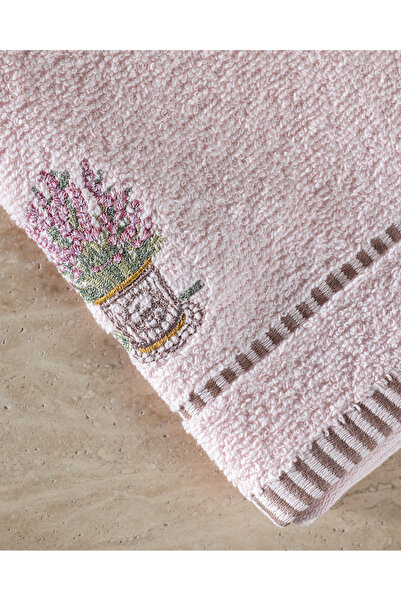 Madame Coco Curtıce Вишитий 100% бавовняний рушник для рук, 2 шт. - Пудра