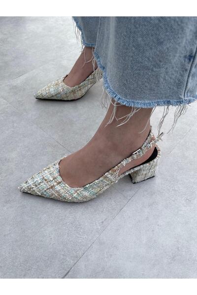 Elvinin Tarzı Rose Gold Tüvit Kalın Topuklu Ayakkabı