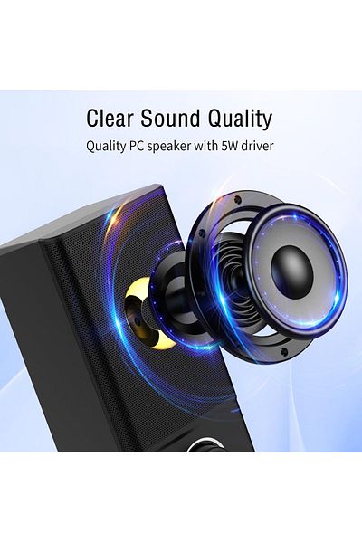 COOYA Computer Speakers, USB for Power, Connect 3.5 mm Headphone and Microphonefor Desktop, Laptop