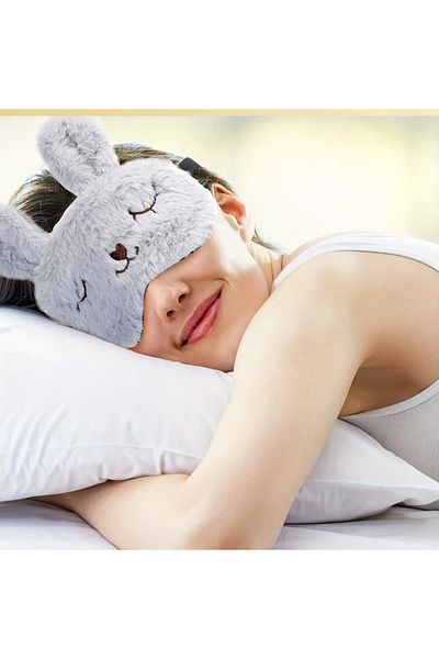 SS HOME CONCEPT Gıri Rabbit Eared Plush Sleeping Glasses, Eye Patch