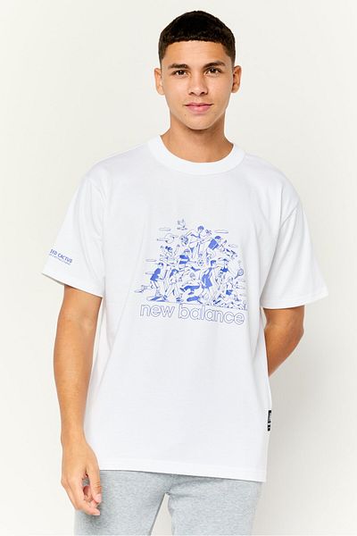 New Balance Men Sportswear Fit Short Sleeves Running T-shirt, Off White