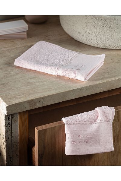 Madame Coco Gauthier Embroidered 100% Cotton 2-Piece Hand Towel - Powder - 30X45 cm