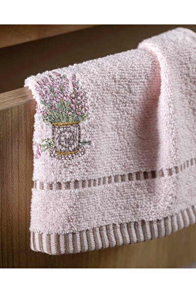 Madame Coco Curtıce Вишитий 100% бавовняний рушник для рук, 2 шт. - Пудра