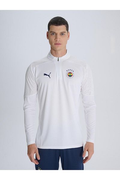 Puma Fenerbahce 2024/2025 A Team Weiß Trainer Hälfte Reißverschluss Sweatshirt