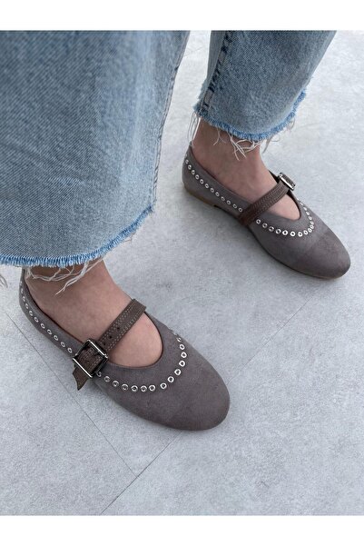 Elvinin Tarzı Resa Trok Detailed Mink Suede Shoes