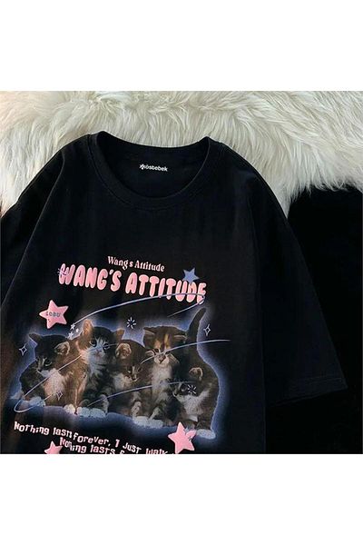 Köstebek Μαύρο μπλουζάκι Wang's Attitude Kittens (UNISEX).