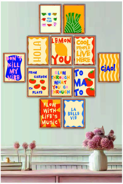 UNT Cadru cu imprimeu Fun, abstract, minimalist, modern, decor pentru aliment...