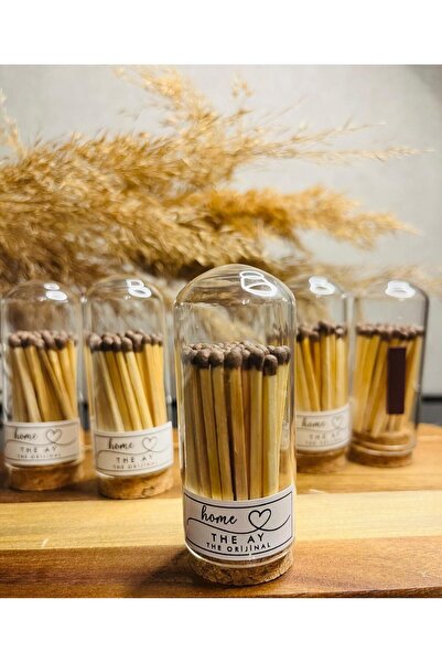 Zye Mantar Kapaklı Cam Fanusta Kibrit Modeli 1 Adet (FANUS 7,5X3 CM)