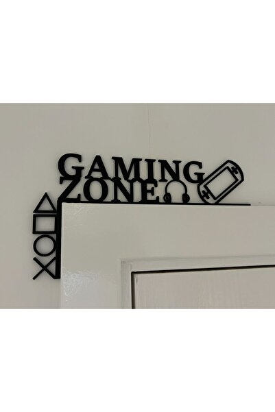 Genel Markalar Gaming Zone Kapı Üstü Tabelası – Oyuncu Odası Dekoru, Siyah Akrilik Tasarım