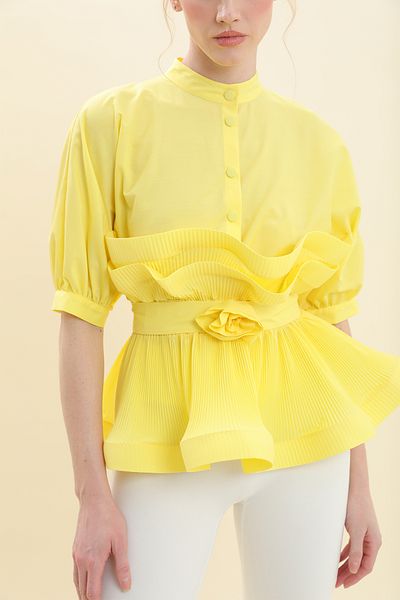VERDA Judge Collar Pleated Blouse