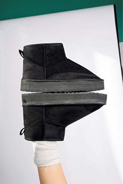 Genel Markalar Yüksek Taban Bilek Boy İçi Yünlü Siyah Bot