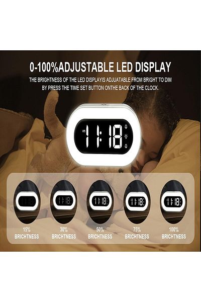 COOYA LED Digital Alarm Clock，Rechargeable Clock,Dimmable Digital Display for Bedrooms, Bedside, Desk