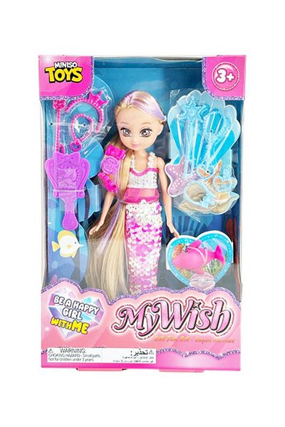 Miniso Cute Face Mermaid Doll - Pink