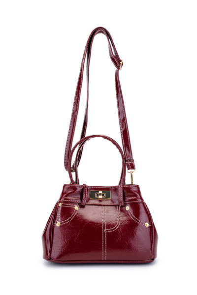 minebag Women's Dirty Burgundy Leather Frame Crossbody Bag