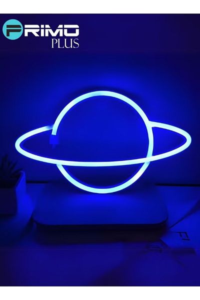 Primo Plus Neon LED Planet Sign Shaped Light Blue