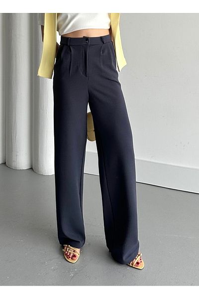 mymoda Women's Palazzo Pantalons Anti-Racite and Detailed С Loose Leg