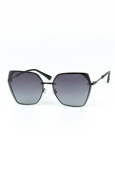 Di Caprio Women's Black Polarized Protection Geometric Model Sunglasses