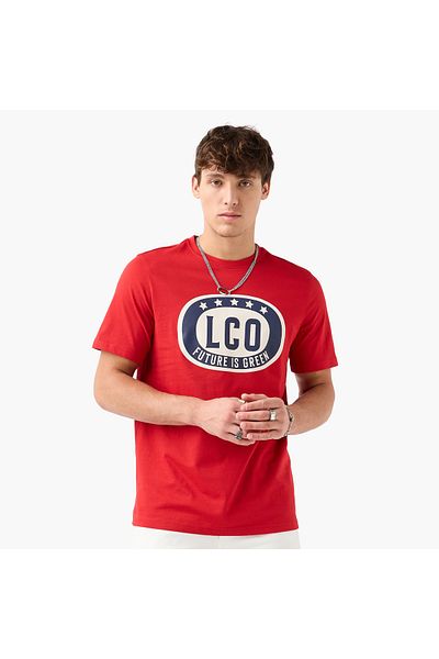 Lee Cooper Lee Cooper Printed Crew Neck T-shirt with Short Sleeves
