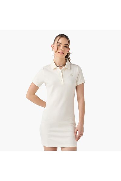 Kappa Logo Embroidered Polo Dress with Short Sleeves and Button Closure