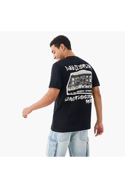 Lee Cooper تي شيرت مطبوع برقبة دائرية وأكمام قصيرة