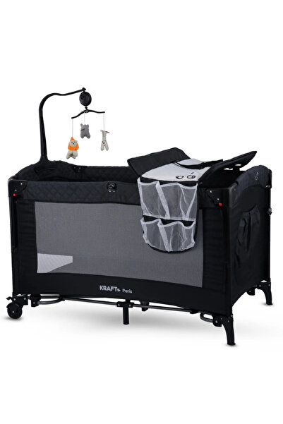 Kraft Paris Anne Yanı Sallanır Ara Katlı Oyun Parkı 70x120 cm Black